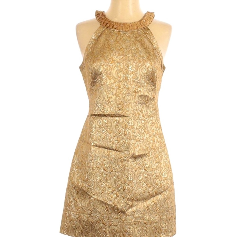 BCBGMAXAZRIA Gold Metallic Cocktail Dress